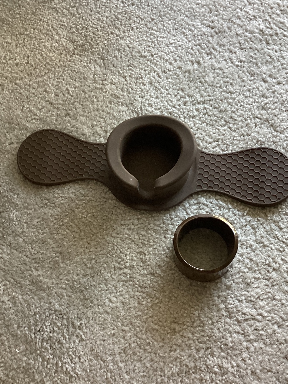 Brown Silicone Cup Stabilizer with Non-Slip Wings - For your couch or sofa!